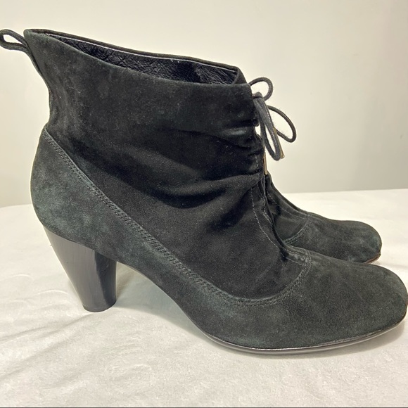 Black suede heel boots - Picture 2 of 9